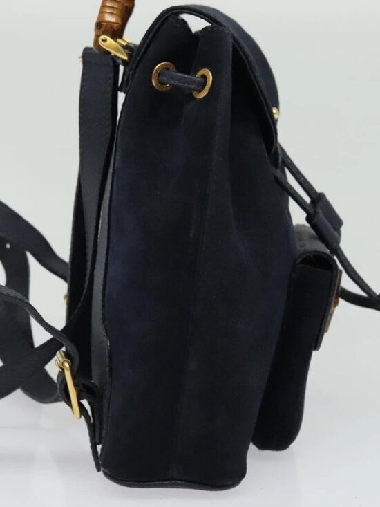 GUCCI Bamboo Backpack Suede Navy Gold 003 2034 0030 Auth ep10733 main image 11